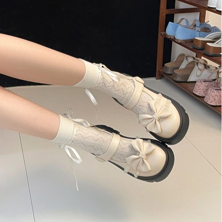 南在南方百搭日系jk小皮鞋女2025秋新款蝴蝶结厚底玛丽珍鞋配裙子