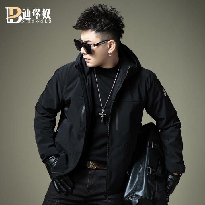 欧洲站潮牌男士2025新款连帽夹克潮流高端冲锋帅气男装防风外套潮