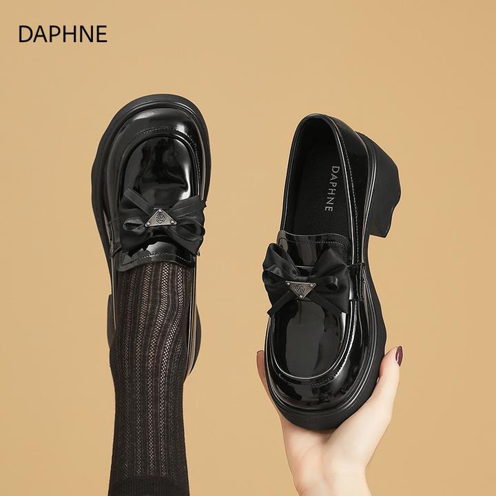 达芙妮2025秋季新款潮流时尚女鞋气质英伦风乐福鞋中口厚底女鞋子