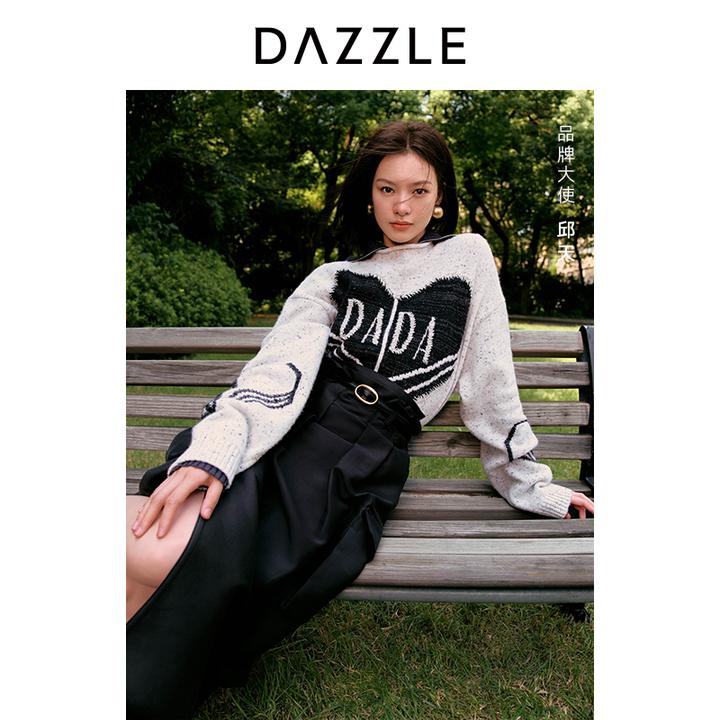DAZZLE地素毛针织衫四季针织重工爱心长袖2I4E4656B