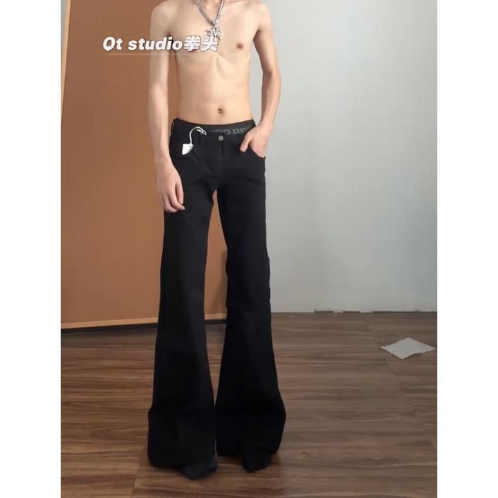 cleanfit低腰微喇牛仔裤美式高街直筒显高显瘦微喇裤男款裤子9532