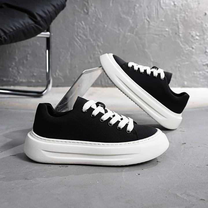 2025秋季新款休闲百搭厚底系带透气休闲板鞋鞋子韩版增高小白鞋男