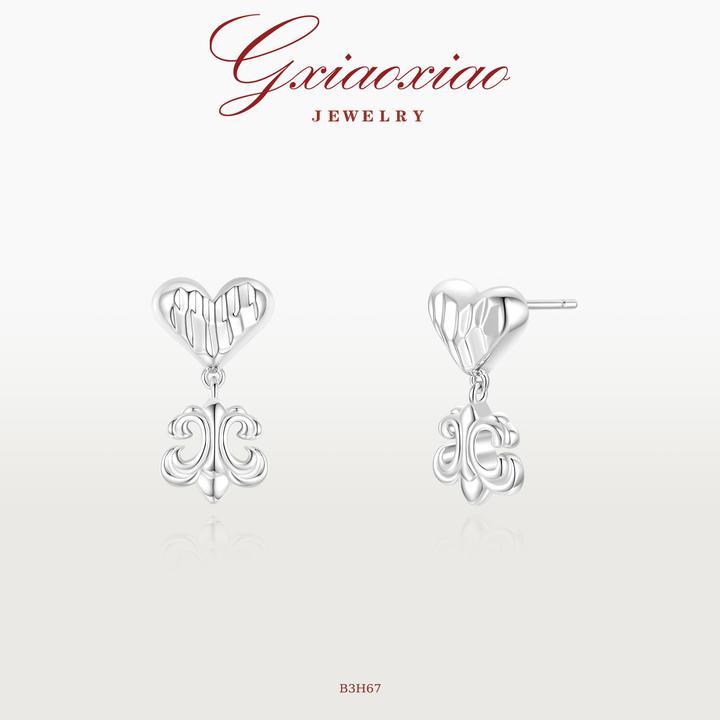 G XIAOXIAO高级设计师款百搭爱心鸢尾花小众耳环 B3H67新年礼物