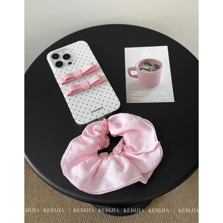 ins韩国蝴蝶结波点发圈腕带防摔适用于苹果16promax15/14手机壳