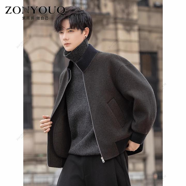 夹克外套男士2025秋冬季双面绒呢子韩版羊毛立领大衣短款百搭上衣