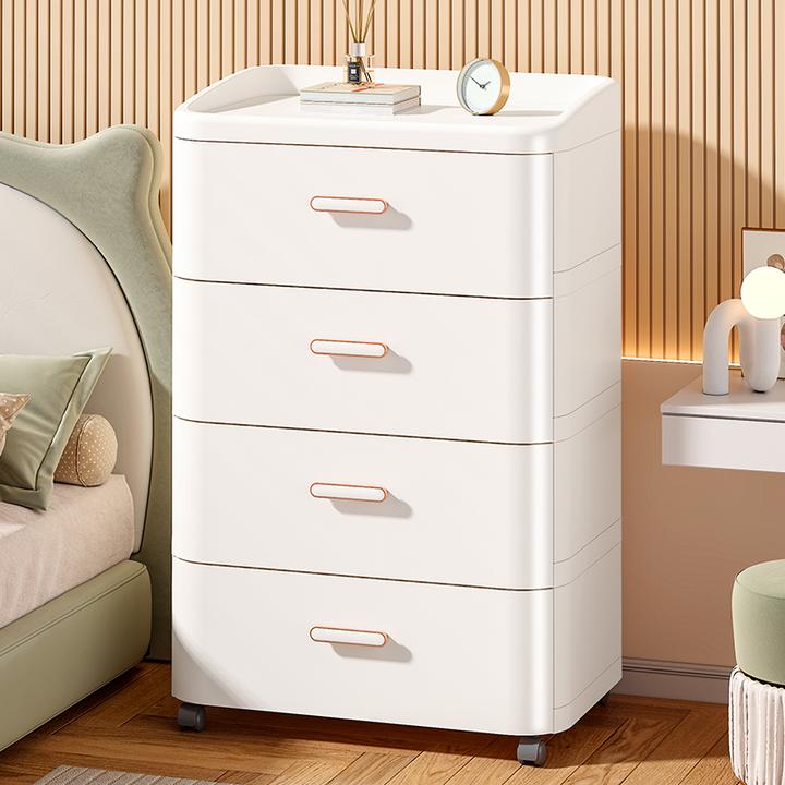 仟柏霖ins风卧室抽屉式收纳柜欧式带轮储物柜家用床头柜衣服整理