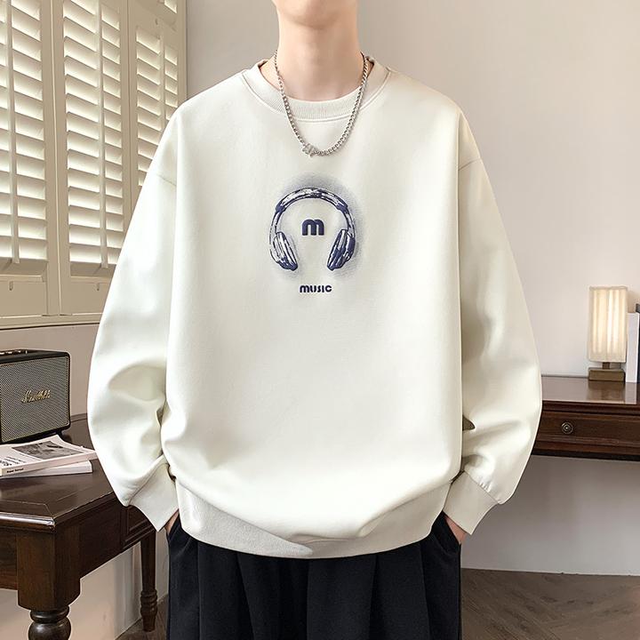 上衣新款秋冬季长袖大码青少年圆领宽松卫衣潮流加绒加厚打底衫