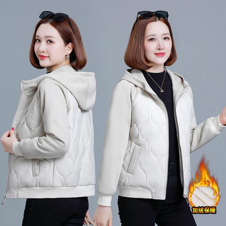 加绒加厚连帽外套女秋冬款短款2025冬季新款休闲保暖上衣百搭洋气