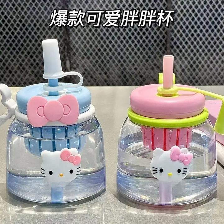 夏季可爱大容量水杯女生ins风塑料高颜值大肚杯耐高温便携吸管杯