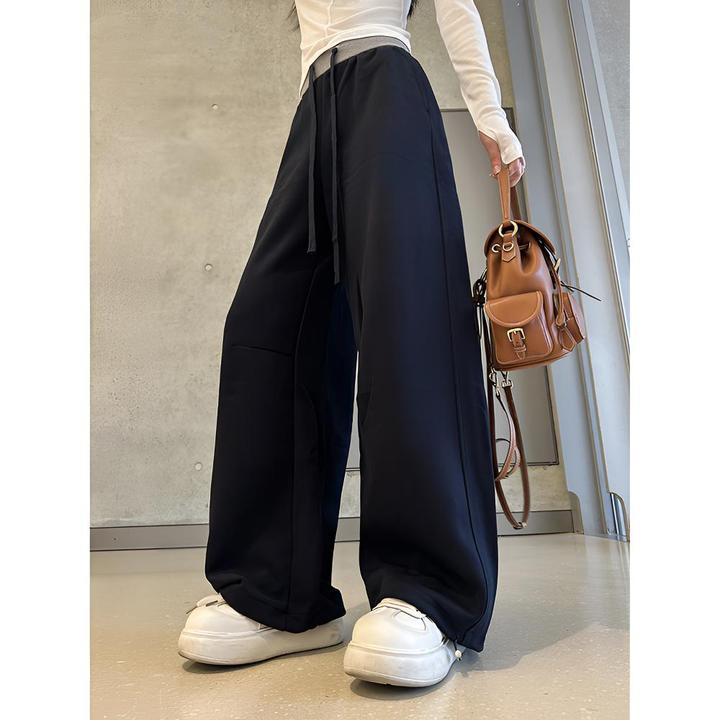 动感少女高级感拼色运动裤女2025秋季新款显瘦宽松卫裤休闲阔腿裤