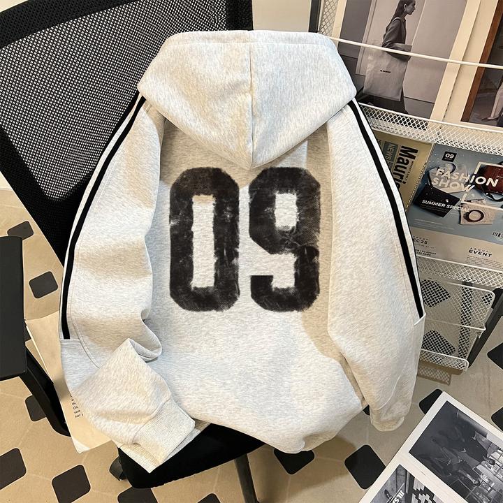 美式潮牌三条杆连帽卫衣男秋冬加厚hiphop痞帅高街慵懒风插肩外套