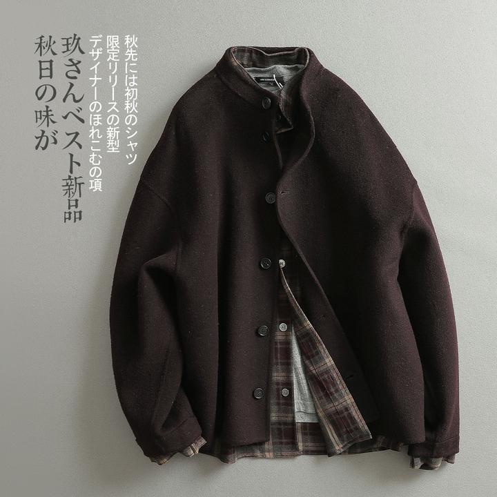 【见川】秋上新「穿搭层次」复古回潮假两件羊毛呢外套 轻奢痞帅男装