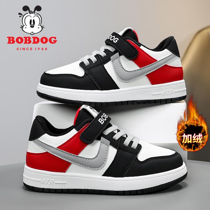 巴布豆童鞋AJ男童鞋子冬季新款加绒棉鞋潮牌儿童板鞋中大童运动鞋