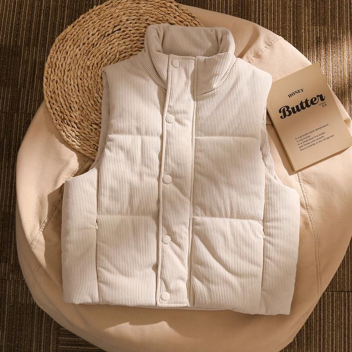 灯芯绒加厚保暖韩版马甲短款女秋冬季小个子修身内搭打底无袖上衣