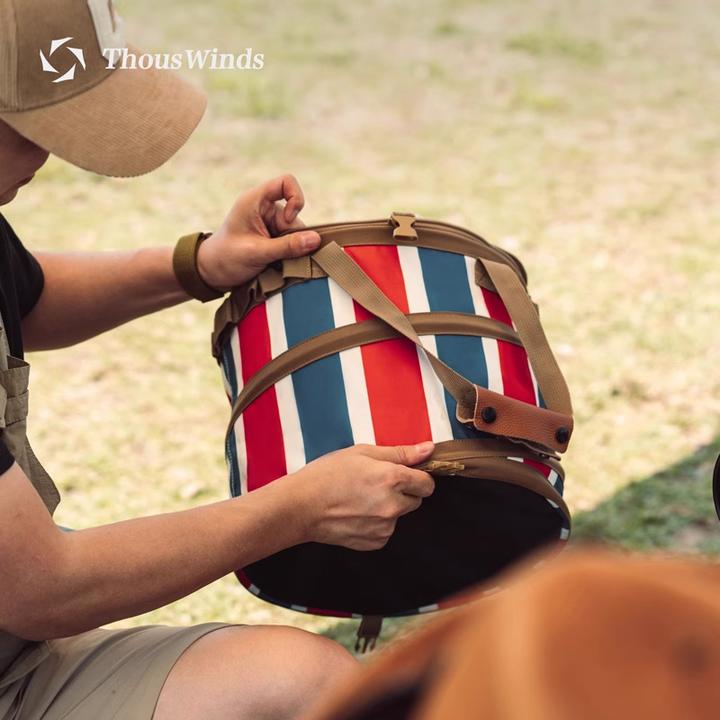 千风/弹簧包户外露营圆形水桶弹簧双层可折叠便携杂物收纳包