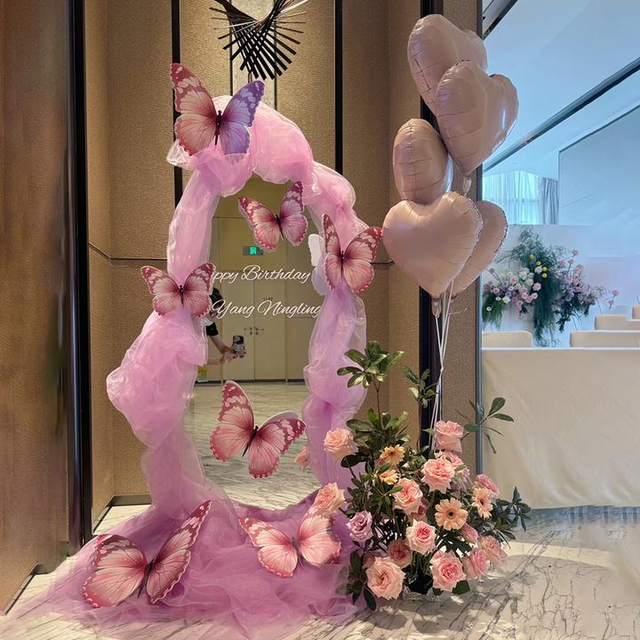 订婚迎宾牌镜子镜面立牌高级感结婚礼场景布置装饰创意风定制kt板