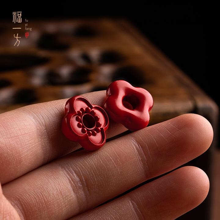 天然辰砂福一方四叶配件手链穿配饰清新小天然辰砂多圈手链