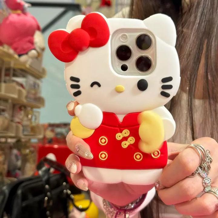 新年旋转元宝旗袍KT猫iPhone16promax苹果15手机壳12硅胶14少女13