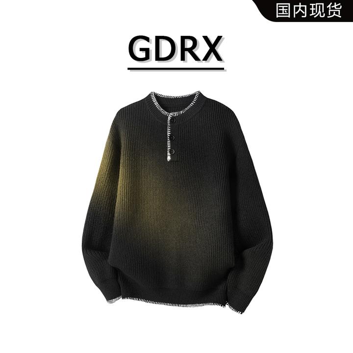 GDRX慵懒风假两件男士毛衣2025秋季美式复古纯色宽松针织衫上衣