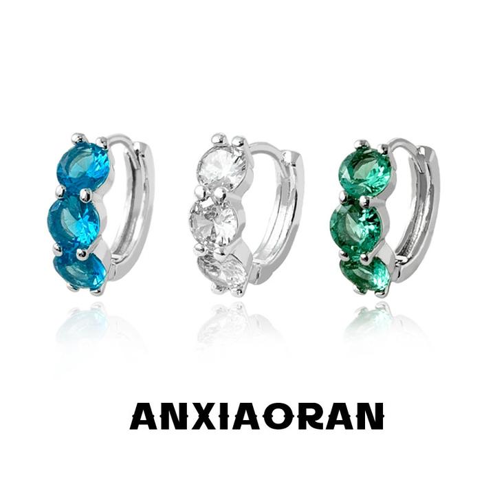 合金锆石耳饰 超闪耳环耳圈轻奢小众素圈耳钉气质睡觉免摘高级感