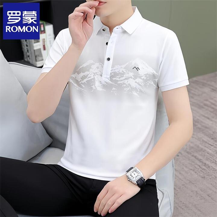 罗蒙新款潮流t恤夏季短袖男士polo衫轻奢商务休闲棉质翻领上衣服T
