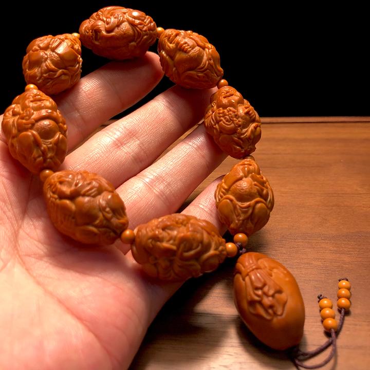 八大财神爷核雕高端橄榄核手串男款精品八方来财男士核桃文玩手持
