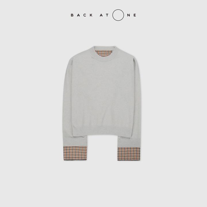 BACKATONE“绒颜悦色” 时尚B*C袖口拼接羊绒针织衫 BFF-1AB042H-K