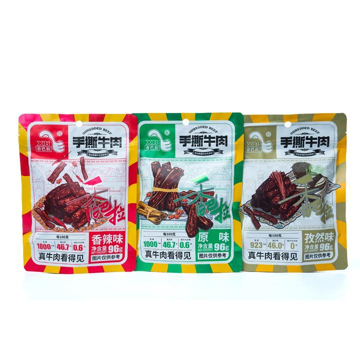 香巴拉手撕牛肉风干牛肉干新疆特产香辣原味孜然三种口味96克/袋