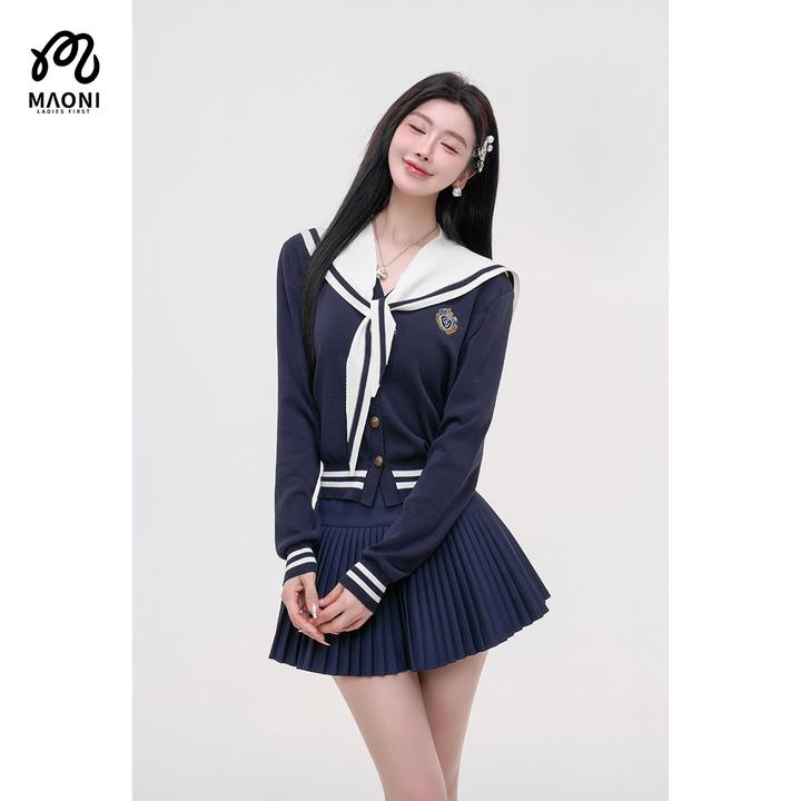 毛妮LADIESFIRST【学院萌系】配披肩海军领撞色上衣早秋学院风L2266