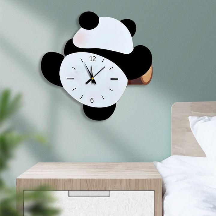 摇摆款熊猫创意装饰挂墙静音钟表客厅儿童房卧室个性时钟挂钟J517