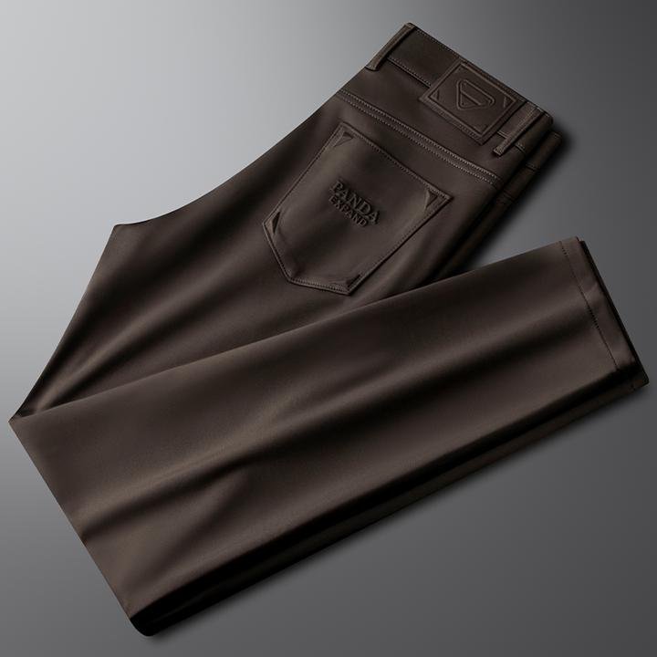 玛加西曼特秋冬厚款棕色休闲裤男款修身直筒免烫垂感商务西装长裤