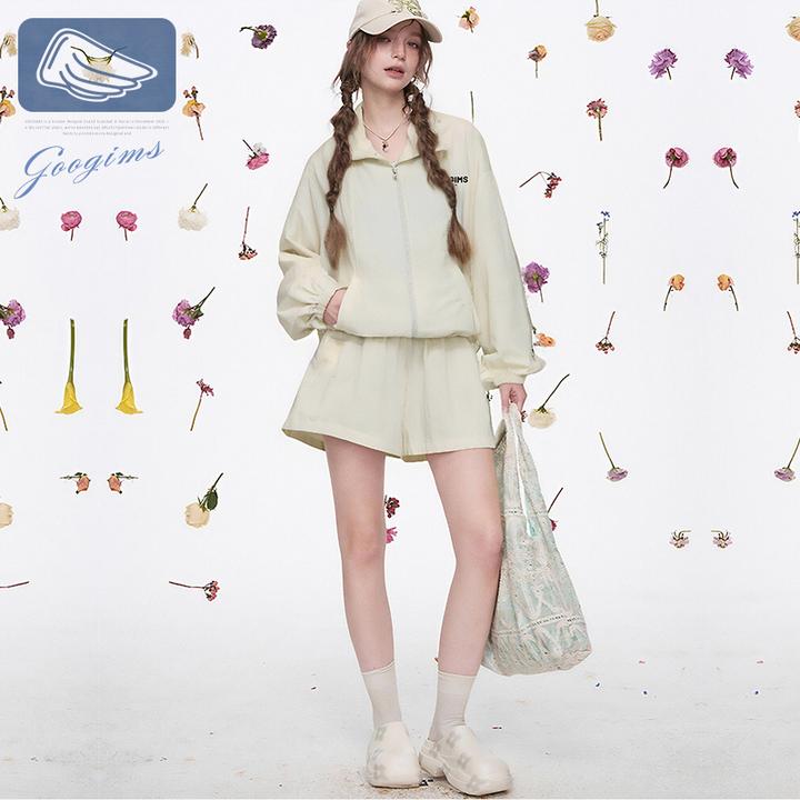 Googims夏季轻薄防晒衣套装男女同款休闲宽松印花UPF50+防晒套装