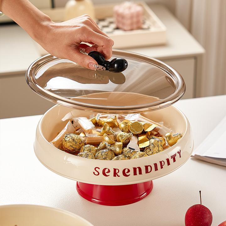 新年果盘家用客厅摆件零食水果盘轻奢糖果盘喜庆茶几乔迁之喜高脚