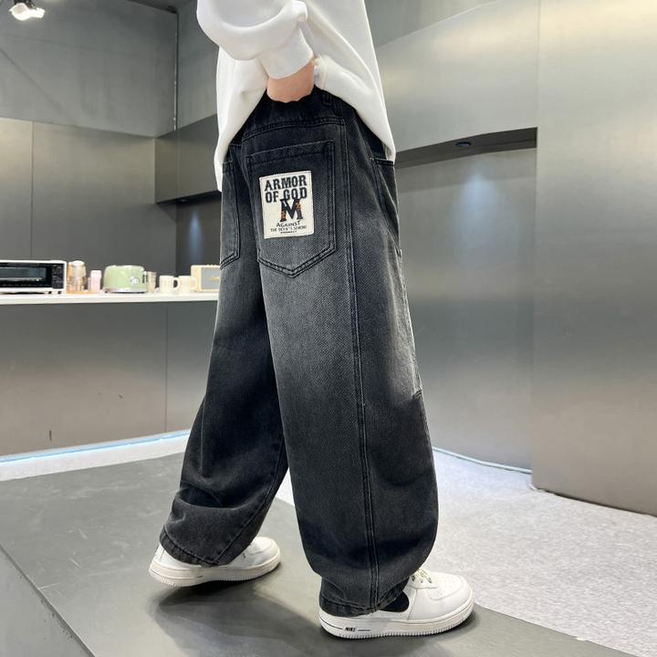 男童裤子春秋款2025新款中大童痞帅男孩宽松休闲裤秋装儿童牛仔裤