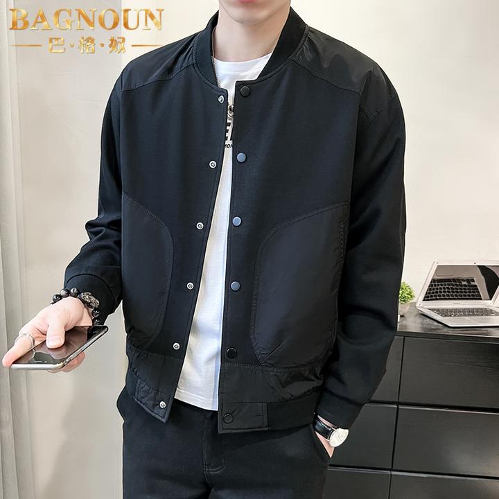 巴格奴夹克男士秋冬季新款时尚高端棒球服针织休闲中年爸爸装外套