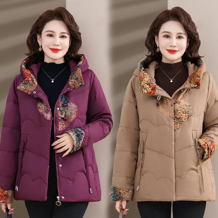 中年妈妈冬装棉袄加绒加厚外套新款中老年人女装冬季棉衣保暖棉服