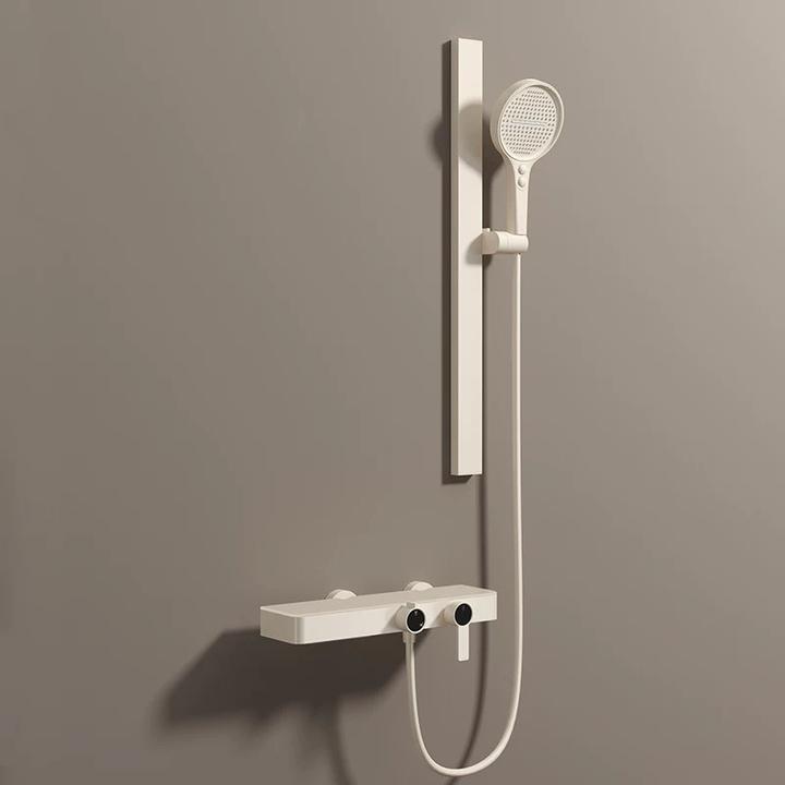 【顺丰包邮】奶白色全铜简易无顶喷淋浴花洒套装家用增压分体式花洒