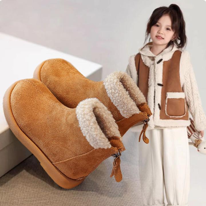 儿童棉鞋女童加绒加厚雪地靴2025冬季新款小女孩冬鞋保暖棉靴短靴
