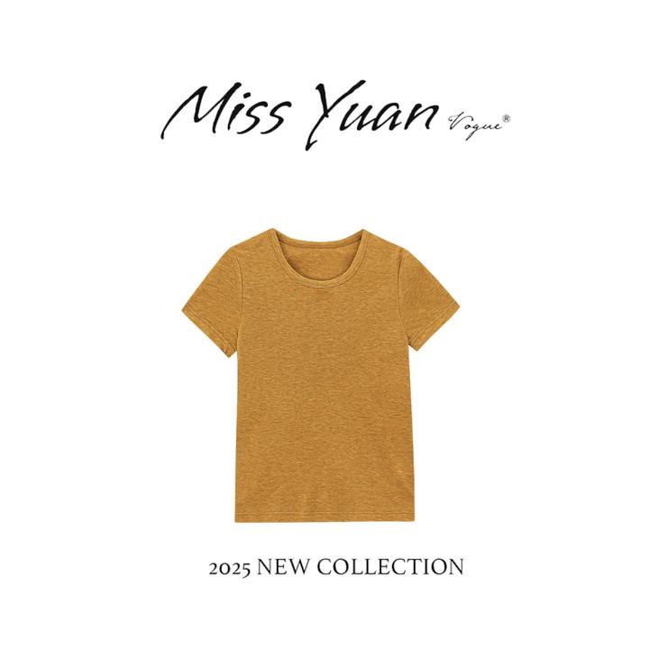 M.Y. 媛总 “桑蚕丝”2025夏季新款百搭简约休闲圆领T恤MYSD1397D
