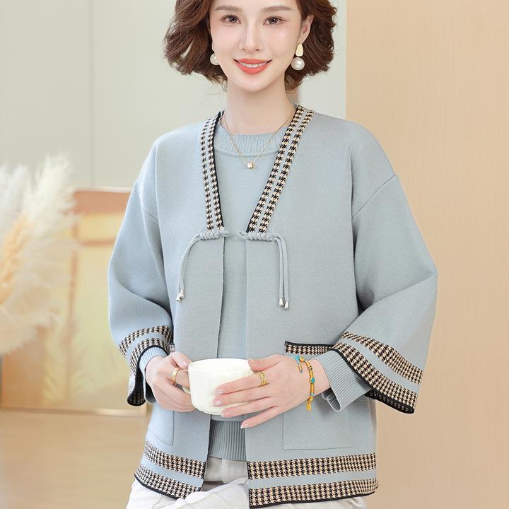 2025新款妈妈秋装针织两件套上衣洋气中老年女装毛衣外套高贵套装