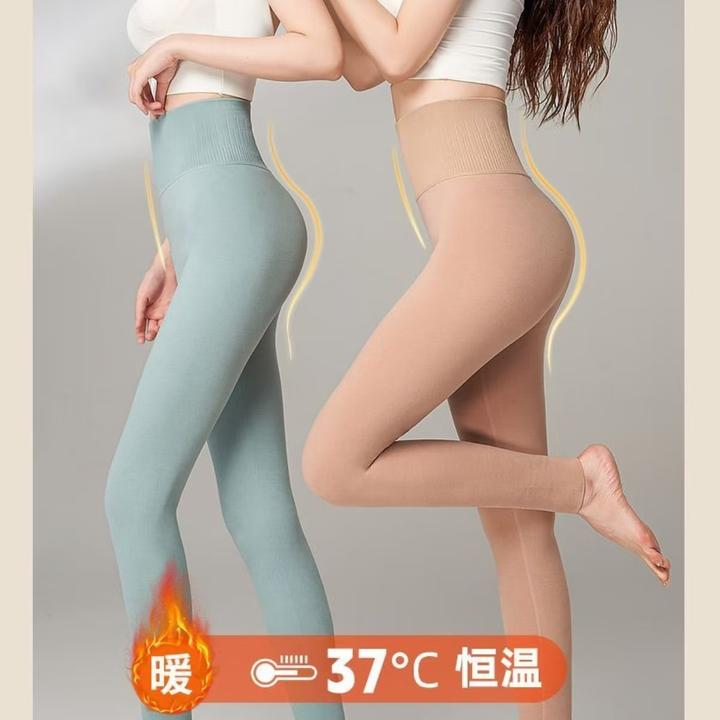 羽绒蚕丝秋冬保暖女士简约高腰针织打底裤秋裤加绒