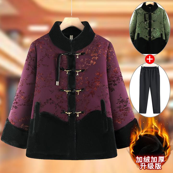 中老年人棉衣女奶奶装唐装棉袄60岁70新款老人妈妈加厚棉服老太太