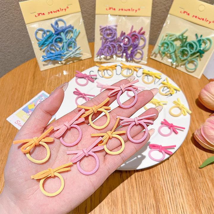 诗小诗袋装10个春夏糖果色小号蝴蝶结儿童发绳宝宝迷你皮筋拇指圈