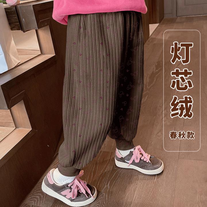 男女童春秋灯芯绒裤子卡通长裤儿童2025秋季新款休闲长裤爆款潮