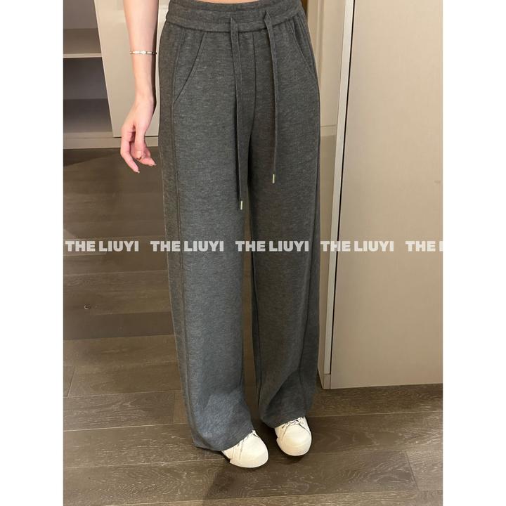 【LIUYI】保温裤~醋酸羊毛混纺加厚高腰窄版休闲裤59189