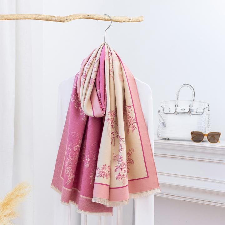 达芬奇密码花枝圆窗180*60cm时尚百搭2025年披肩围巾加厚双面印花