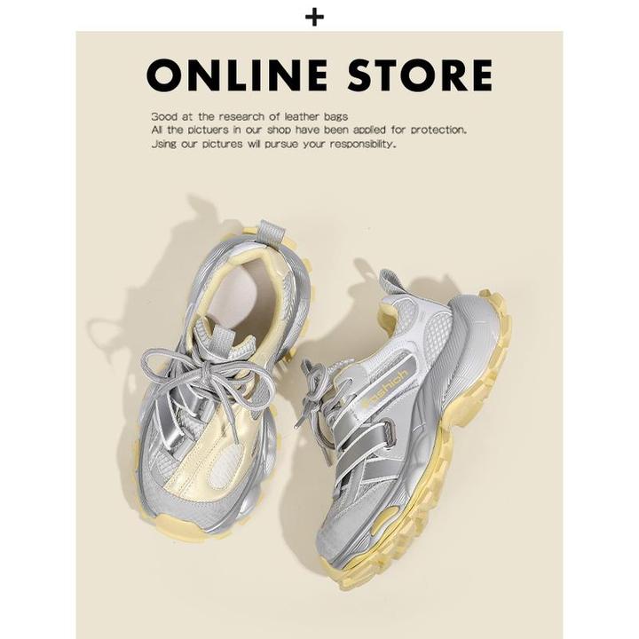 【香港轻奢Sakurano&樱央】2025年新款银黄拼色轮胎厚底老爹鞋重