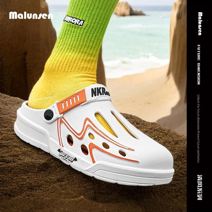 MALUNSEN/玛伦森男士夏季透气洞洞鞋外穿软底防滑凉鞋潮流厚底男