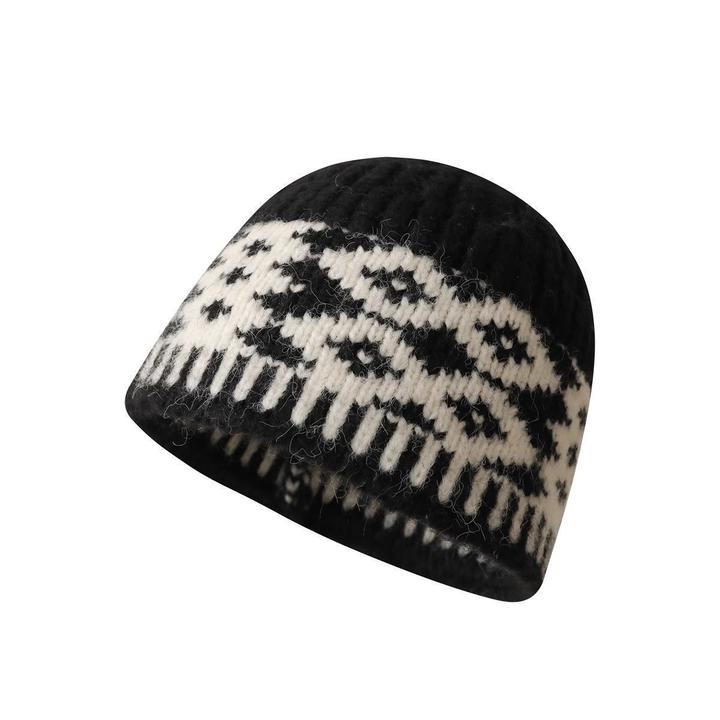 水桶显脸小毛绒帽拼色新款针织成人复古秋冬保暖女帽子韩板毛线帽