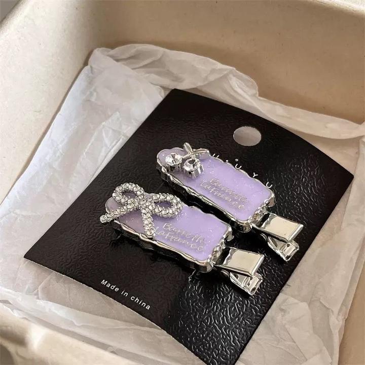 新款甜酷少女高级金属闪钻樱桃蝴蝶结无痕夹刘海侧边夹碎发夹头饰